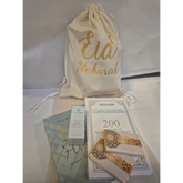 Eid Mubarak cadeau met luxe velvet cadeautasje, boeken en lekkernijen